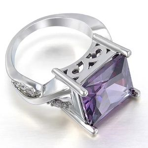 NEW Tourmaline Purple Silver Plated Ring Size 6